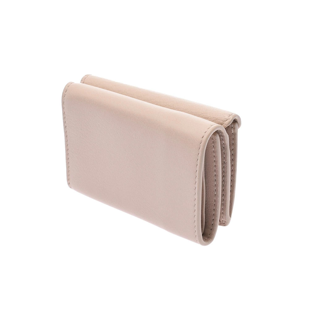Balenciaga Wallet Calfskin Beige Paper fold Tri